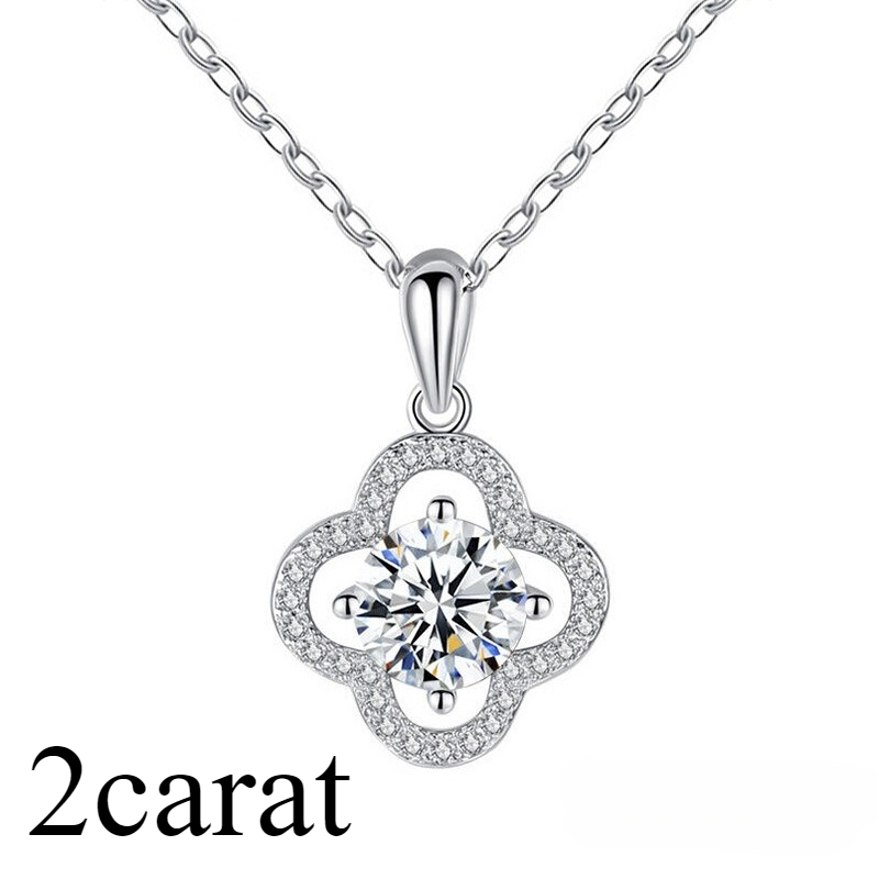 Fashionable And High End Clover Pendant Necklace With Moissanite Inlay Fashionable Temperament Collarbone Chain
