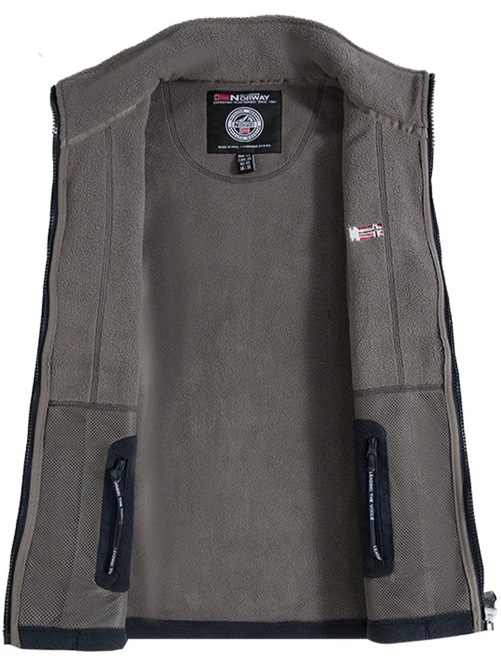 Navy Blue Fleece Zip Up Jacket with Norwegian Flag and Outdoor Norway Embroidery 251226