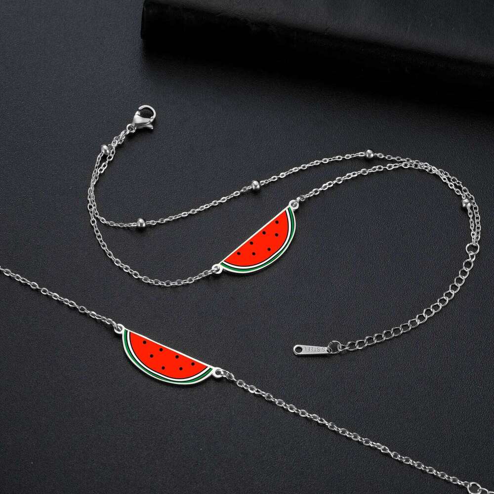 Watermelon Charm Bracelets for Women Men Stainless Steel Gold Color Hand Bracelet Fashion Waterproof Jewelry Gift 25H1229