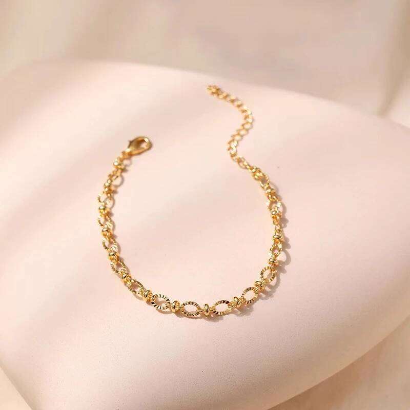 Hot luxury 18k Gold Filled creative Chain Bracelets for Women fashion Wedding accessories Party Gifts designer jewelry 18+4cm 25H1229