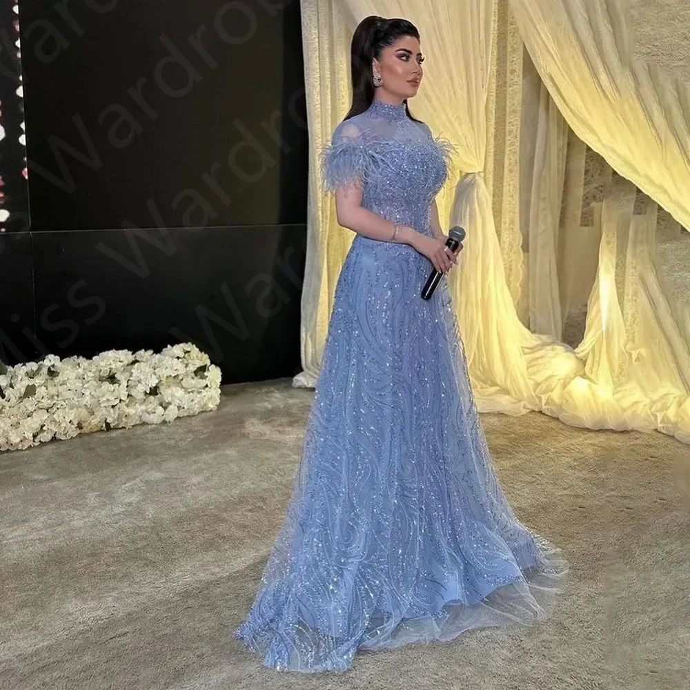 Customized Prom Dresses Exquisite Classic Organza Feather Beading Draped A-line Long Dress High Quality Evening Party for Women 251219
