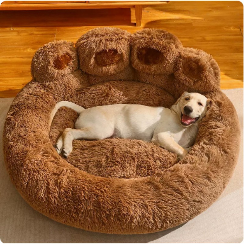Thickened Warm Bear Paw Patterned Multi-functional Dog House for All Seasons