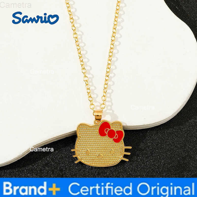 Sanrio Anime Hello Kitty Necklace Cartoon Figure KT Cat Gold Color Metal Pendant Necklace Kawaii Jewelry Accessories Gifts H251229