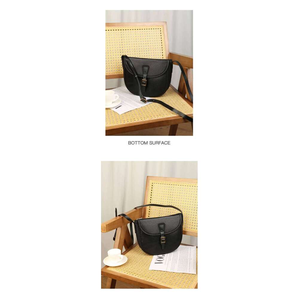 Spring New Fashionable Soft Leather Crossbody Women S Versatile Wide Strap Half Round Saddle Bag Shoulder LEMON KOKO