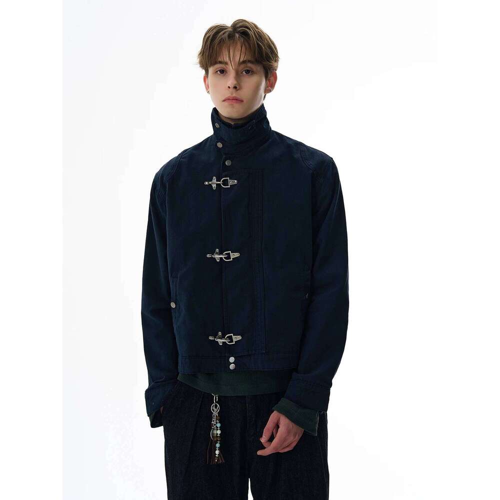 Y2k American Harajuku Retro Black Gothic High Street Aircraft Button Men And Women Korean Fashion Vintage Casual Jacket