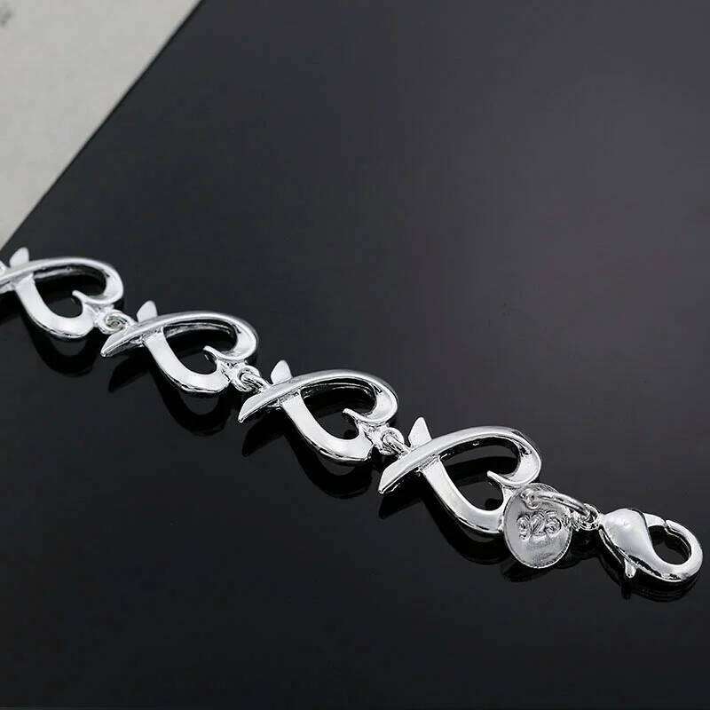 korean trend 925 sterling silver fine heart kelp fashion Bracelet for woman luxury jewelry Wedding party Christmas gifts 25H1229