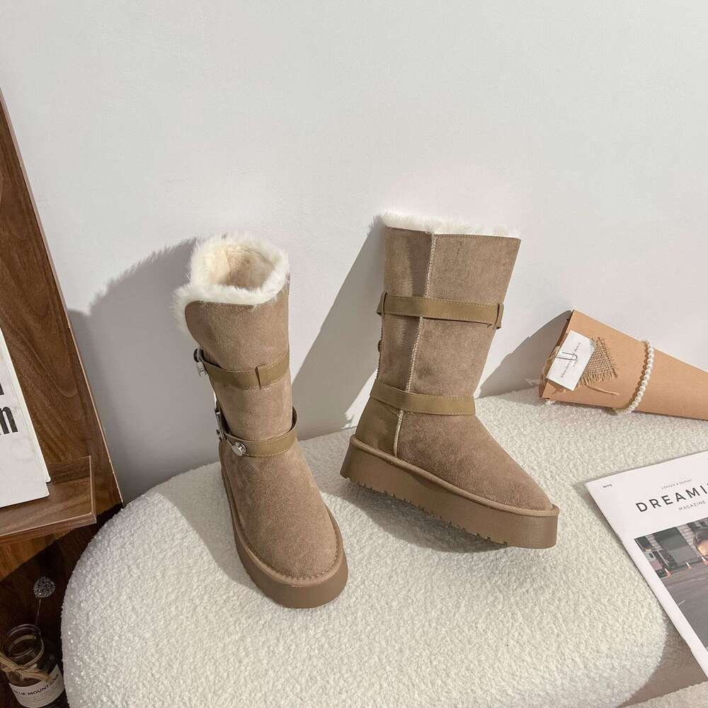 Women's Snow Boots with Fleece Lining, Thickened Winter Warm 2025 New Fashion Thick Sole Mid-Calf Boots, Comfortable for Outdoor Wear