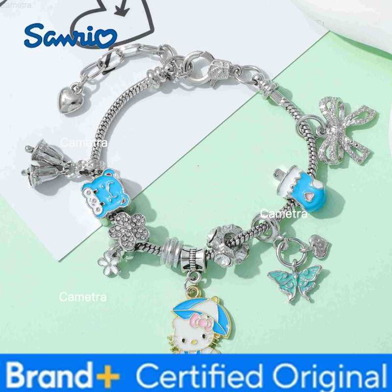 Sanrio Hello Kitty Cartoon Figure Creative Bracelet Exquisite Fashion Bow DIY Pendant Bangle for Girls Birthday Gift H251229
