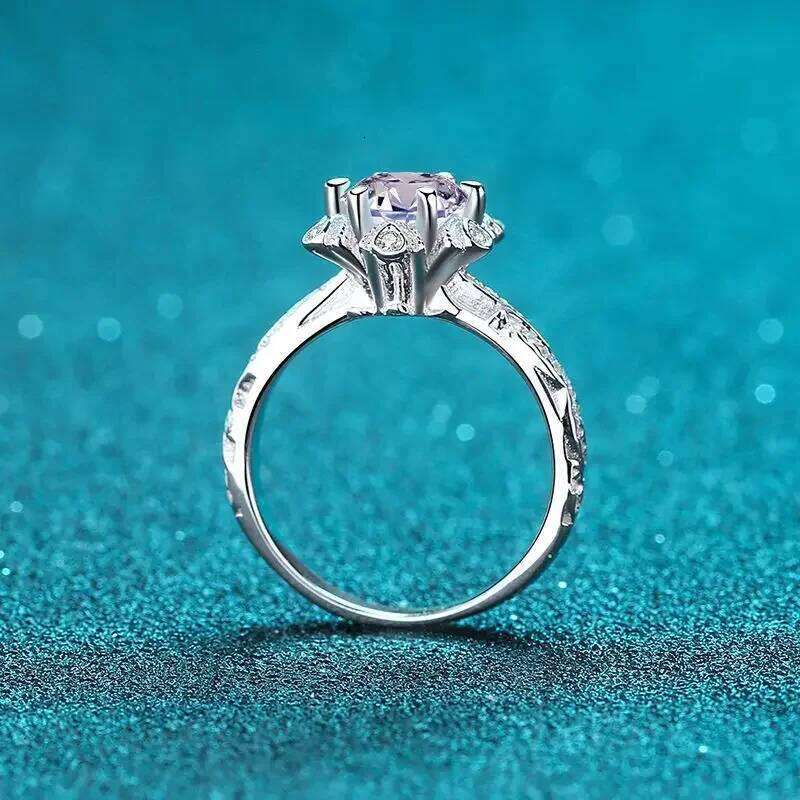 18K gold inlaid diamond goddess style PT950 platinum 1-Ct moissanite light luxury ring, personalized small accessory 281