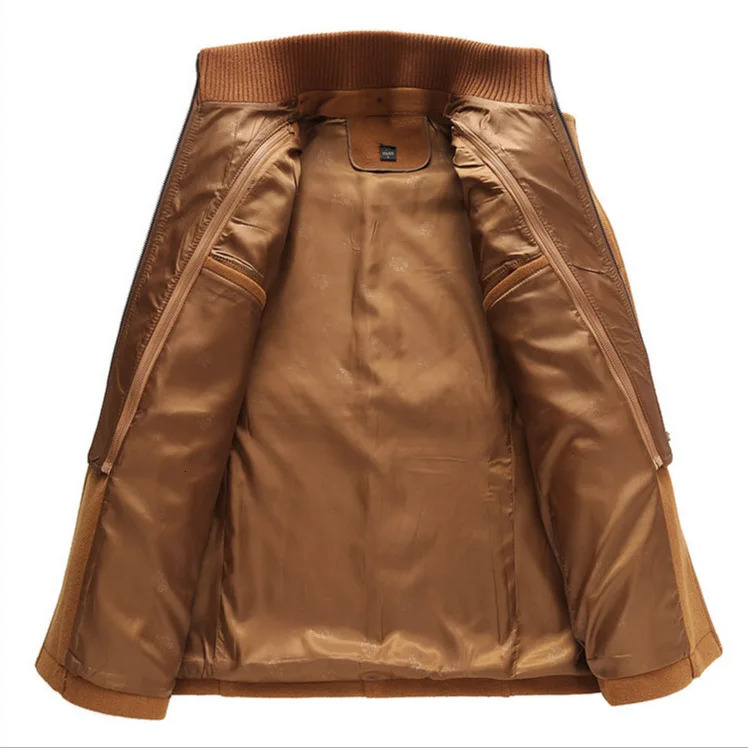 Mens Double Collar Wool blend Trench Coats Mans Winter Overcoat Business Casual Jackets Man 251226