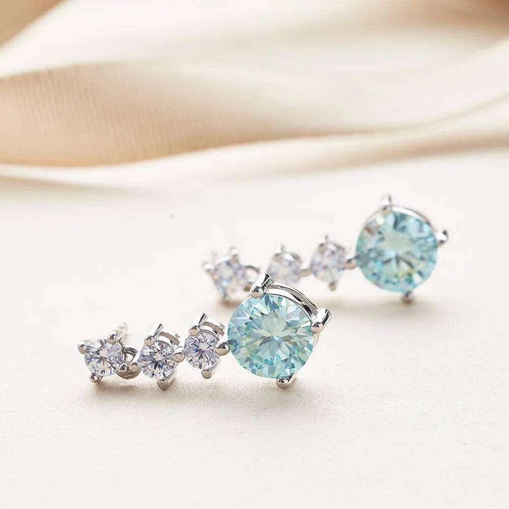 Luxury 925 Sterling Silver Full Lab Moissanite drop earrings total 2.6 carat blue green color women moissanite earring Jewelry abb