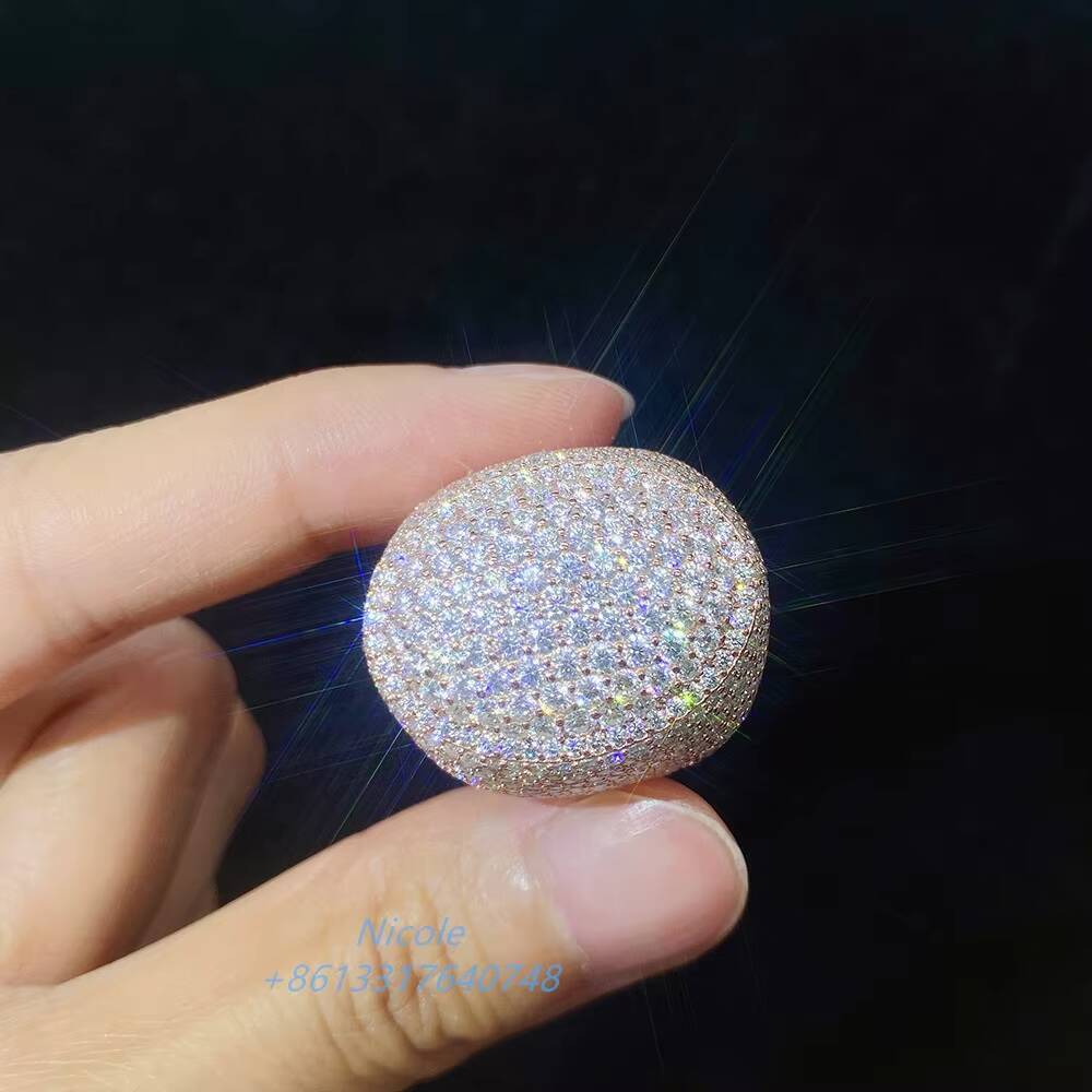 Pass Diamond Tester Custom Iced Out Diamond Maisonite 925 Silver Hip Hop Rings for Men