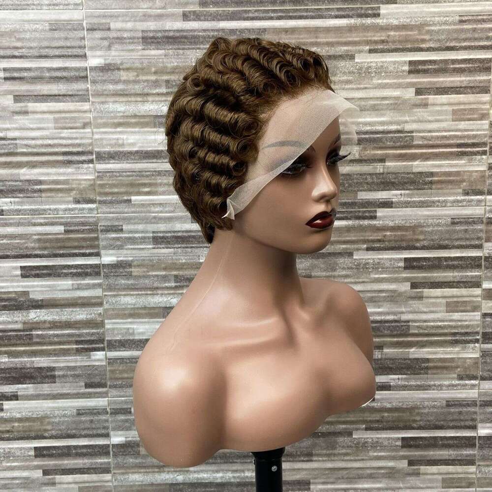 Pixie Cut 13*4 100% Human Hair Afro Wool Curl Front Lace Wig Aimeier