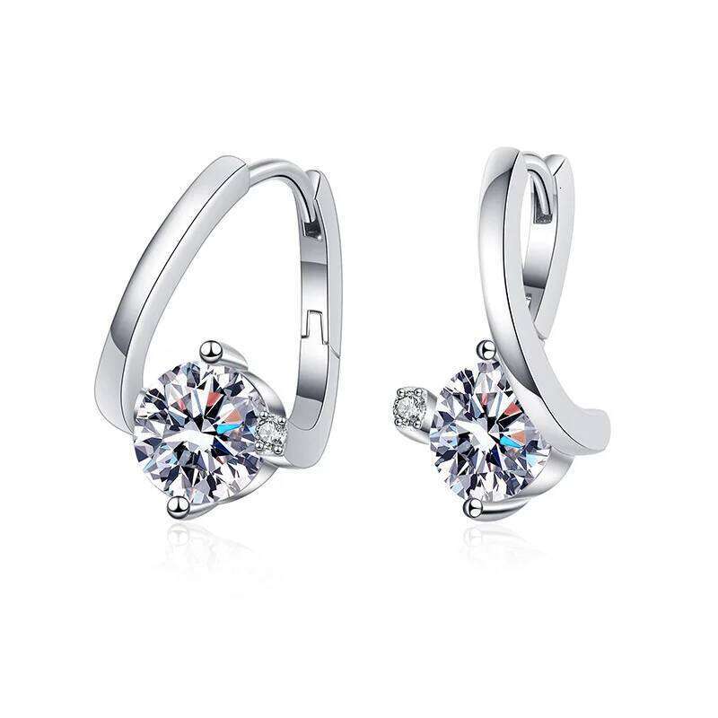 1 Carat Moissanite Earrings For Women 925 Sterling Silver Ear Stud Hoops Diamond Engagement Wedding Fine Jewelry Wholesale 65c