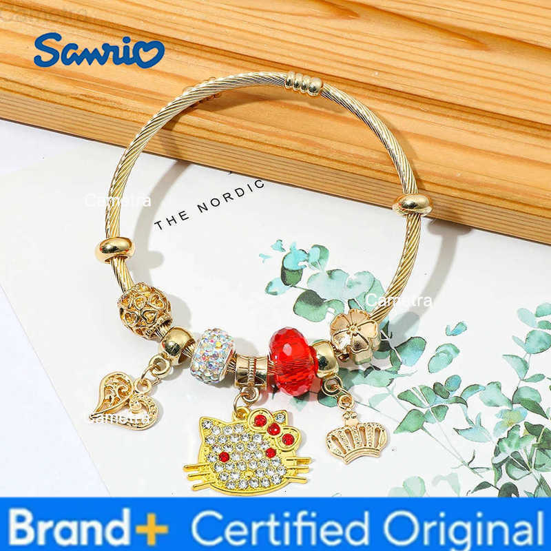 Sanrio Hello Kitty Rhinestone Bracelet Creative Cartoon KT Cat Head Portrait Pendant Bangle - Friend Jewelry Unique Gift H251229