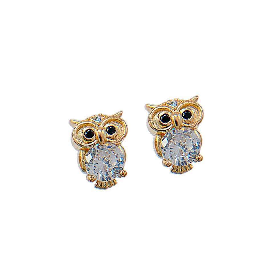 ZAKOL AAA Cubic Zirconia Gold Color Owl Stud Earrings Women for Dance Party Cute Girl Gift Luxury CZ Ear Jewelry