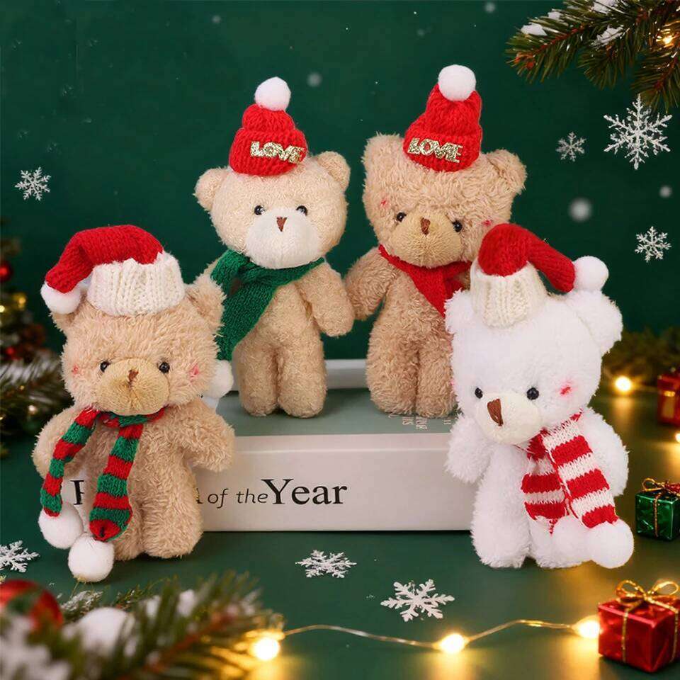 ZAKOL Cute Blush Scarf Plush Doll Keychain for Women Girls Soft Bear KeyRings Bag Christmas Tree Hanging Ornament Gift