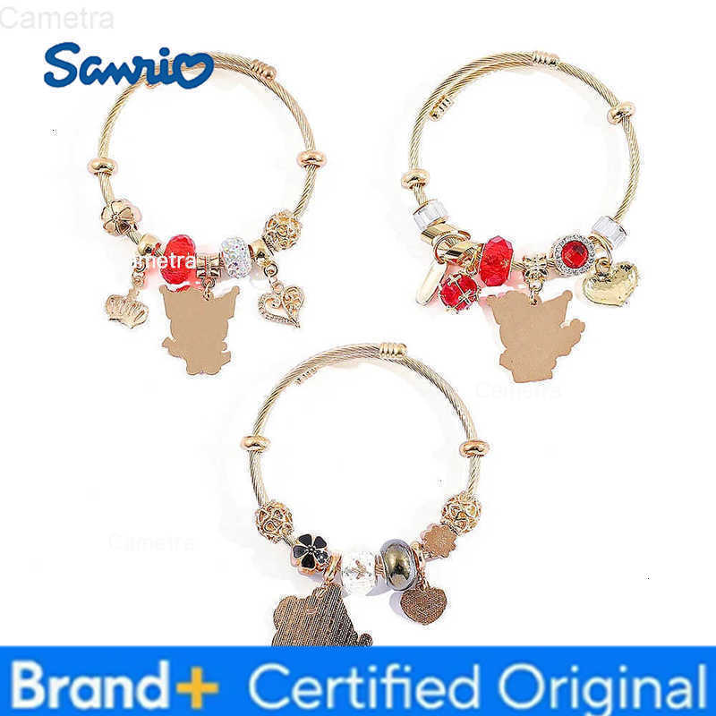 Sanrio Kawaii Beaded Bracelet Cute Kuromi Hello Kitty Charm Bracelet in Gold Perfect for Girls Gifts H251229