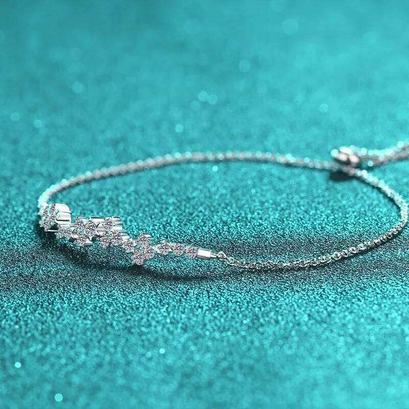 1.8/2/2.5MM Irregular Moissanite Diamond Bracelets for Women 925 Sterling Silver Luxury Adjustable Bracelet Fine Jewelry Gifts 25H1229