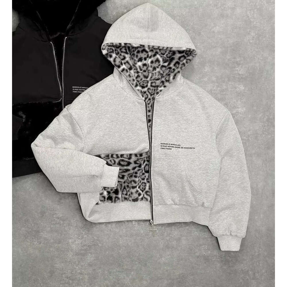 2026 New Double-Sided Blue Plaid Hoodie Men Women Embroidered Loose Zipper Hooded Jacket Y2K Streetwear Casual Couple Sweatshirt
