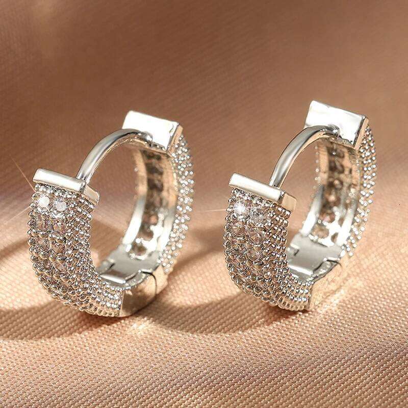 Cubic Zirconia Gold Color Zircon Hoop Earrings For Women Luxury Circle Crystal Girls Party Jewelry