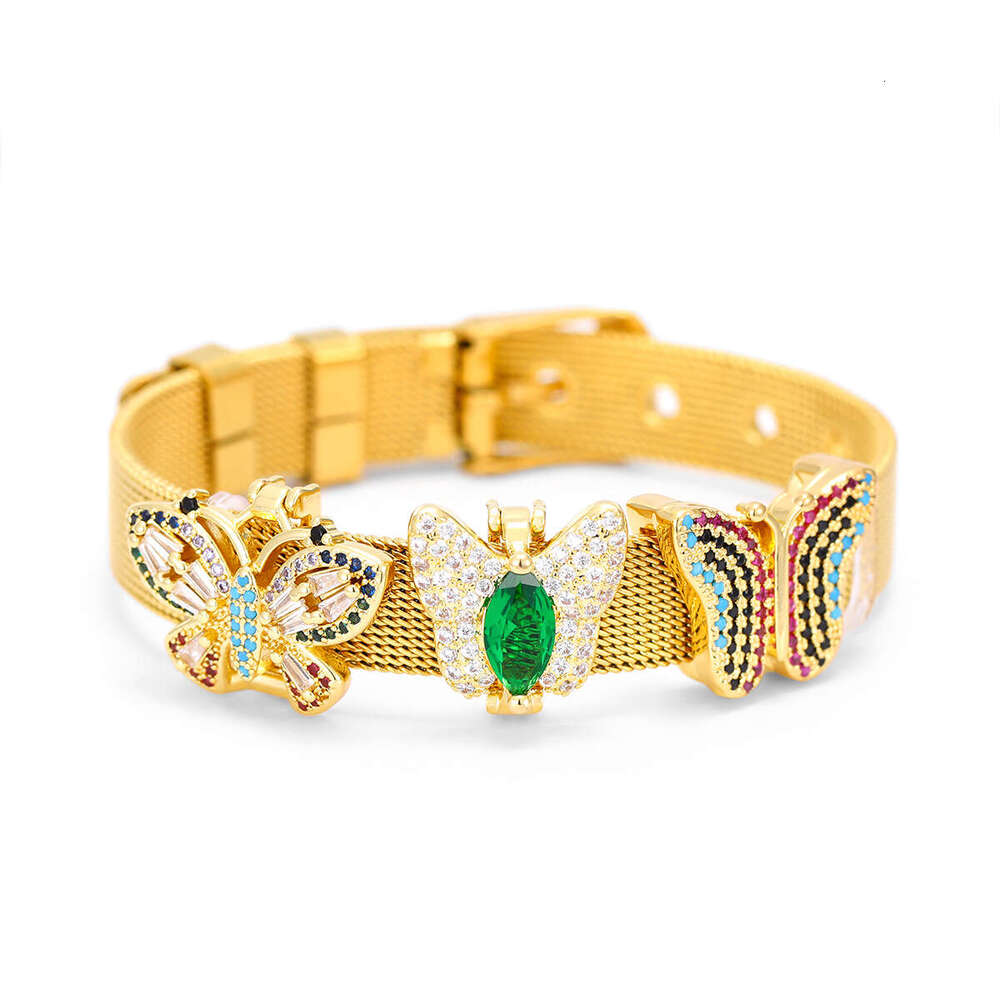 Cross-Border Hot Selling Stainless Steel 10mm Watch Strap Exquisite DIY Butterfly Bracelet Small Fashion Creative Accessories