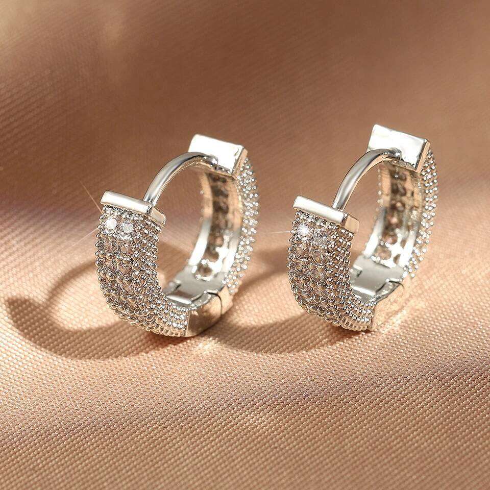 ZAKOL Cubic Zirconia Gold Color Zircon Hoop Earrings For Women Luxury Circle Crystal Girls Party Jewelry