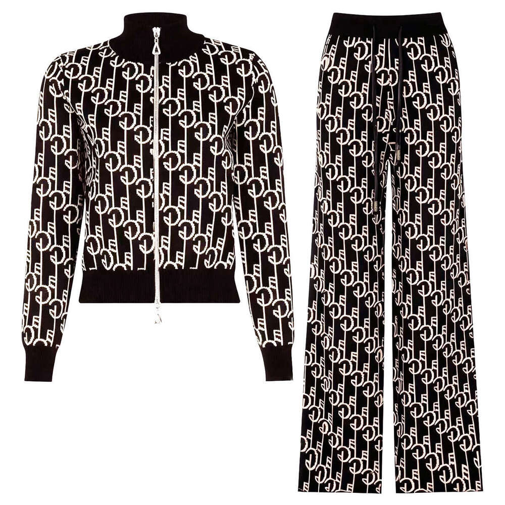 High-End Quality In-Stock Spring And Autumn New Heavy Knit Internet Celebrity Casual Style Top Jacket + Pants Set