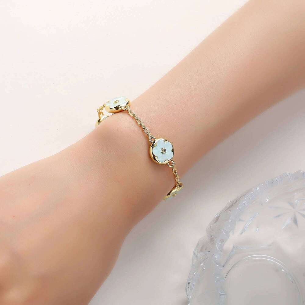 Trendy Creative Adjustable Round Five Leaf Flower Gold-Plated Bracelet Luxury for Women Daily Party Jewelry Accessories Clover 25H1229