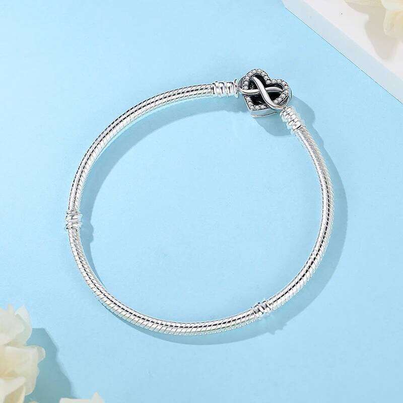 925 Sterling Silver Bracelet For Women Charms Beads Rose Gold Heart Bracelets Bangles Snake Chain Luxury Jewelry Gift 25H1229