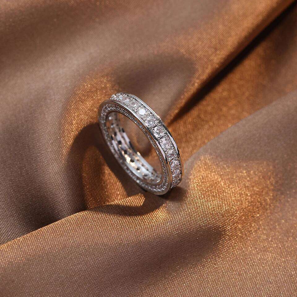 ZAKOL New Sliver Color Stainless Steel Couple Shiny Zircon Engagement Rings Proposal Wedding Ring Jewelry