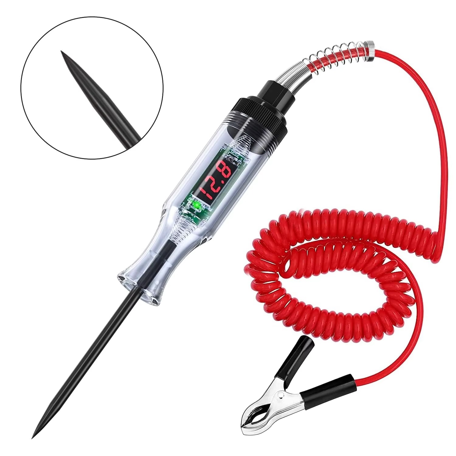 Universal 5-110V Car Circuit Tester, Digital Test Light with Retractable Cord, Voltage Detector for Truck Motorcycle Fuse Wiring Diagnostic