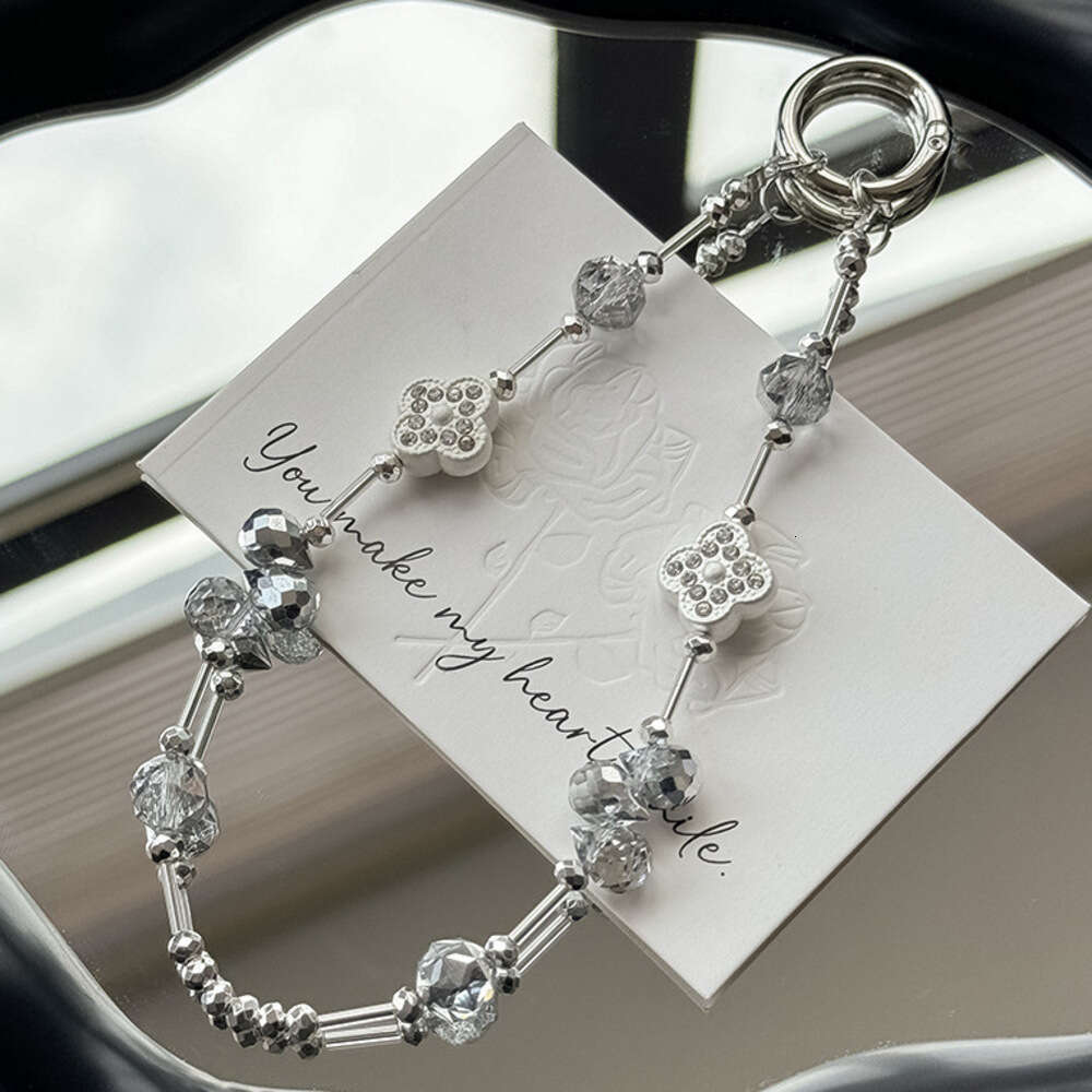 Women's Keychain Ornament Hanging Chain Metal Keyring Key Wallet Hot Sale New Accessories Pearl Bow Pendant Jewelry Earphone Case White Free Ship