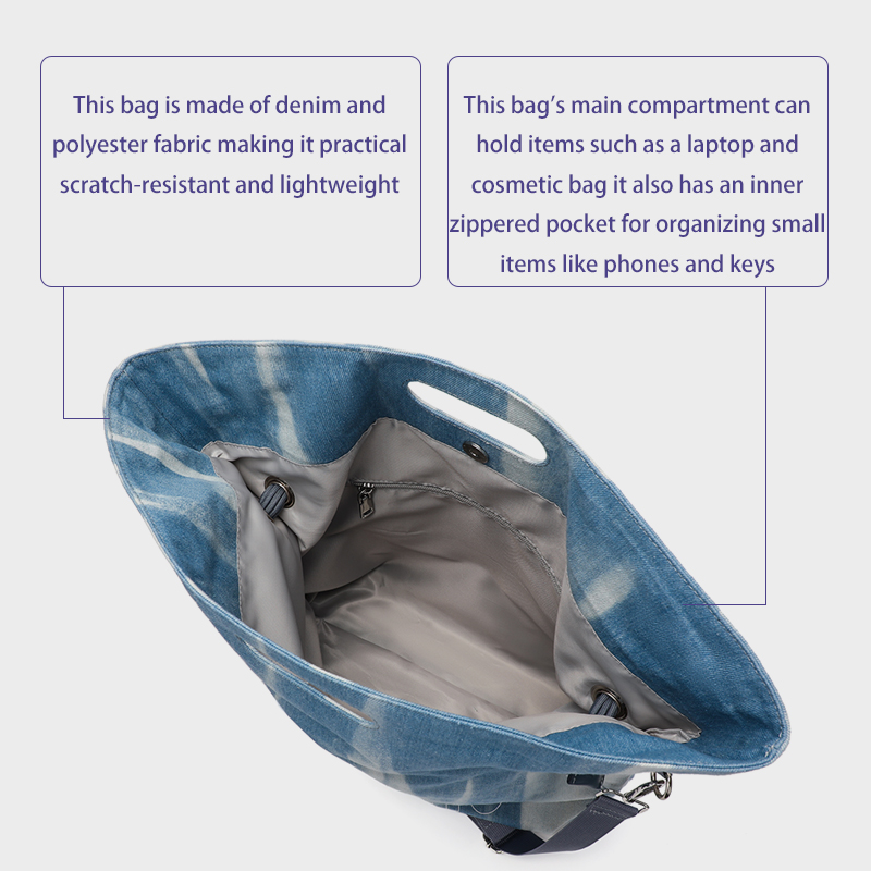 Sewafox Women Fashion Denim Shoulder Bag Versatile Tote Bag for Commute Casual Travel Crossbody Bag