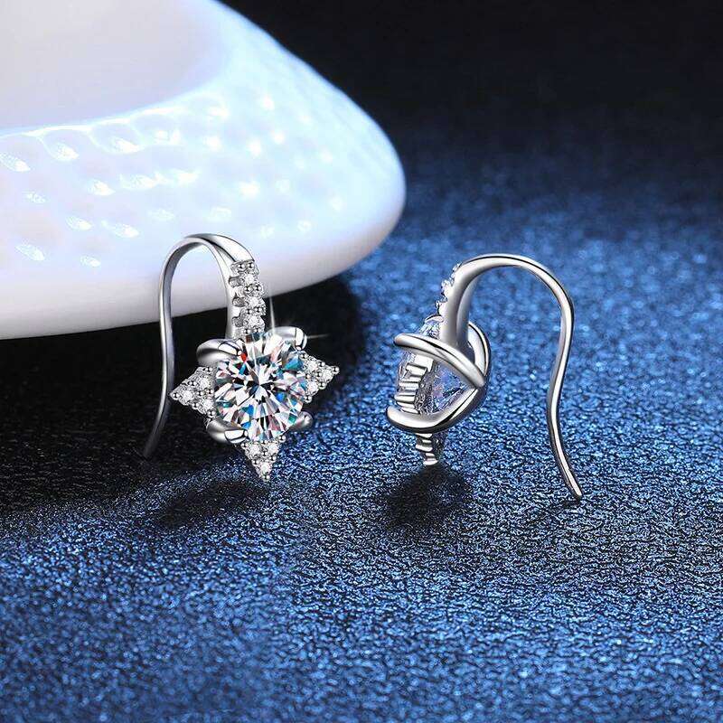 Trendy D Color 0.5-1CT Moissanite Earrings For Women S925 Sterling Silver Diamond Stud Earring Ear Hook Fine Jewelry af5