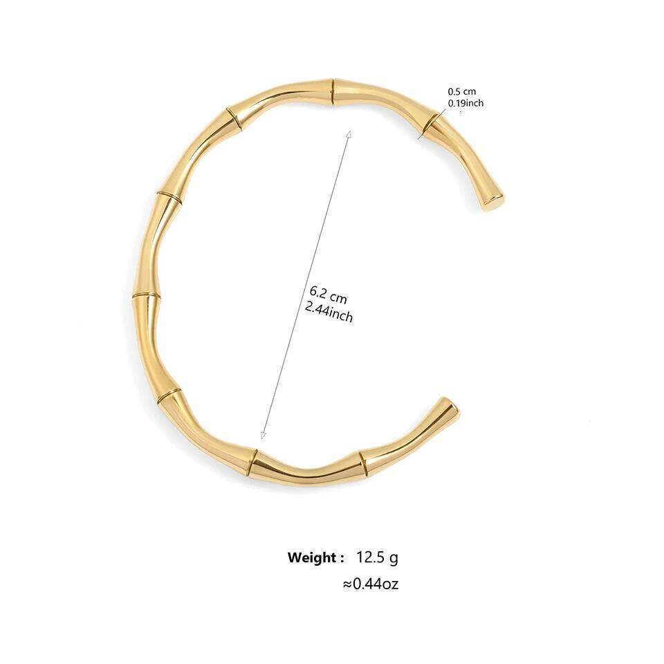 ZAKOL New Stainless Steel Color Bamboo Adjustable Open Bracelet 18k Gold Plated Waterproof Fashion Women Jewelry