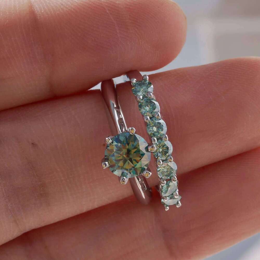 GRA Real Moissanite Diamond Solitaire Stackable Rings set for Women 925 Sterling Silver Wedding Band Trendy Fashion Fine Jewelry d4d