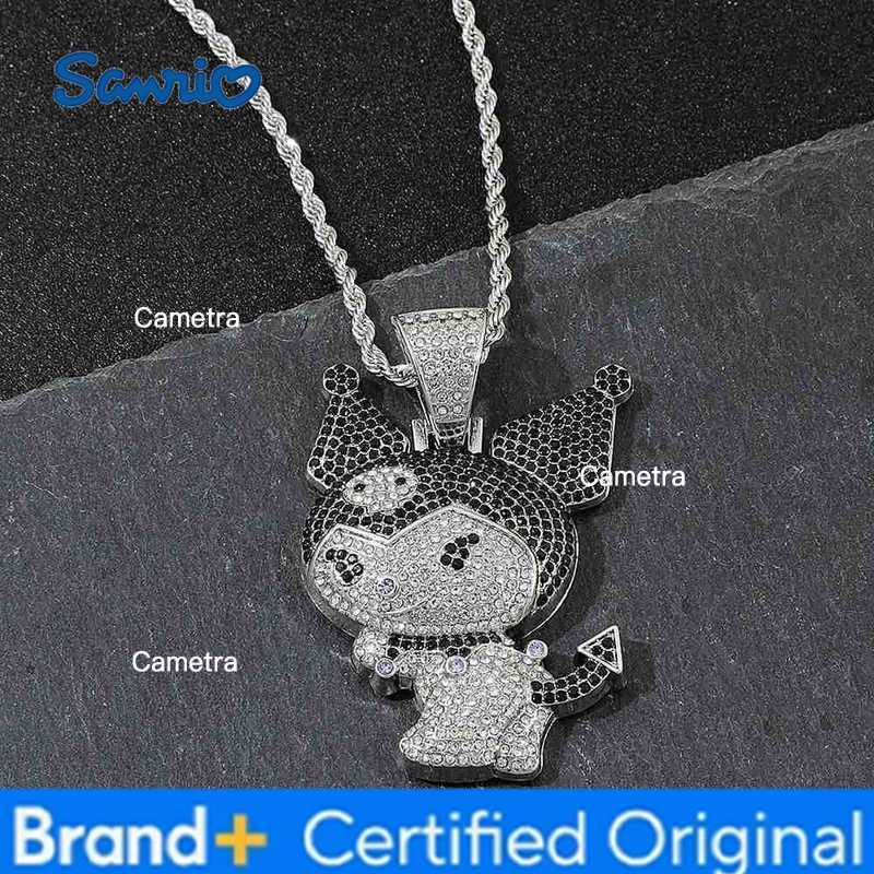 Sanrio Kuromi Full Diamond Necklace - Black Crystal Rhinestone Pendant Kawaii Goth toys for Girls Women H251229