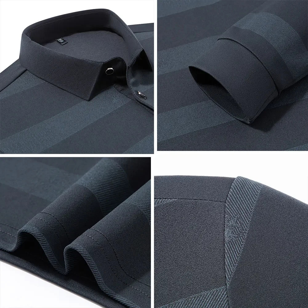 BROWON Elegant Mens Polo Shirts 2025 Spring Autumn Long Sleeve Lapel Collar Big Striped Pattern Tshirt Male in Tops Tees 251219