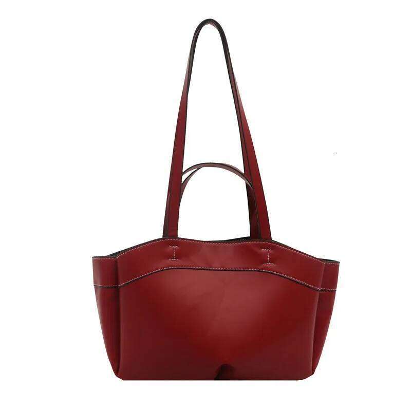 Women Tote Underarm Large Capacity PU Leather Shoulder Vintage Solid Crossbody Bag Trendy Briefcase Bags With Purse Liksusie