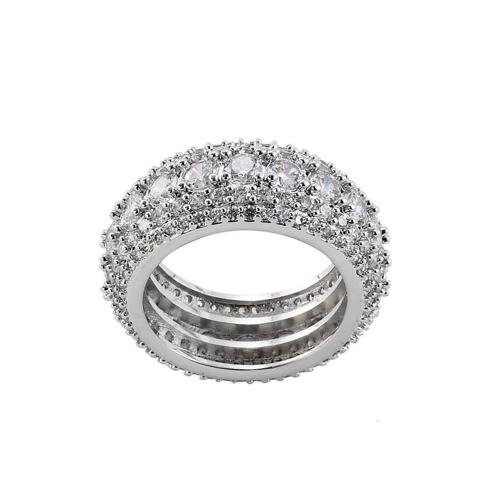 Fashionable 10mm S925 Plated Solid 18K Gold ICED Out Shiny Cuban Band Rings Rapper Style Moissanite Rings for Hiphop Life