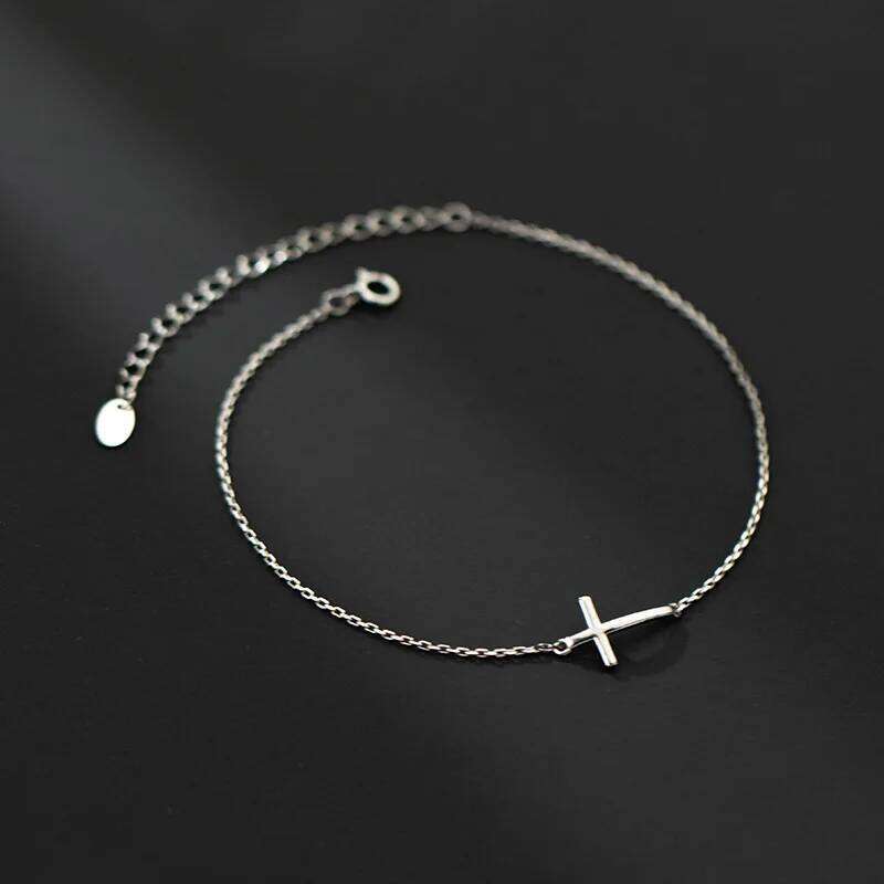 Cross Women Jewelry Anklets For Girls Silver 925 100% Foot Bracelet Leg Chain Accessories Gift Female