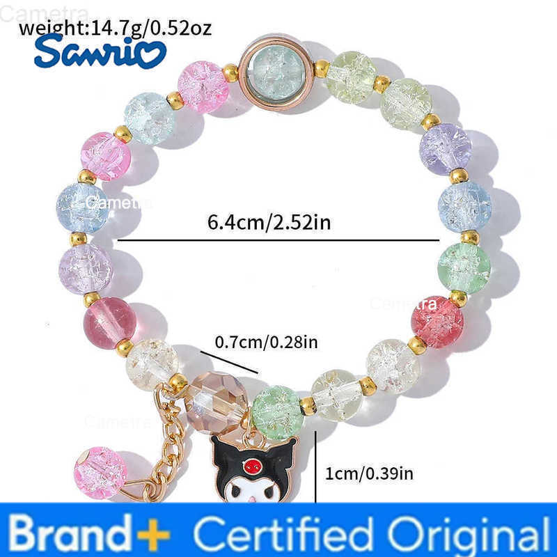 Sanrio Hello Kitty Kuromi Colored Bead Bracelet Fashion Bangle for Girls Creative Cartoon Figure Accessory Cute Gift Holiday H251229