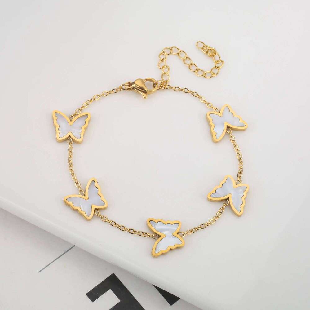 18K Plated Five-Leaf Clover Link White Black Blue Gold Red Green Lucky Bracelets Jewelry Gifts Trendy For Women 25H1229