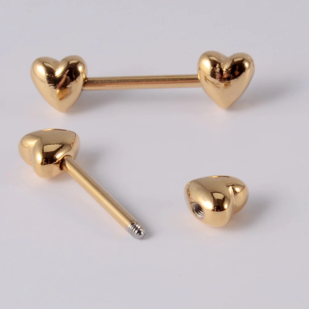 Pair 361L Steel Nipple Barbell Ring Love Heart Shape Nipple Ring Nipple Shield 14G Tongue Piercing Body Jewelry 251224
