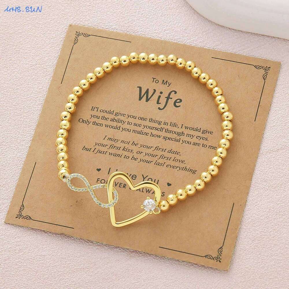 MHS.SUN Cubic Zircon Heart Charm Bracelets For Women Girls Gold Plated 4MM Beads Bracelet Engagement Party Jewelry Gifts 25H1229