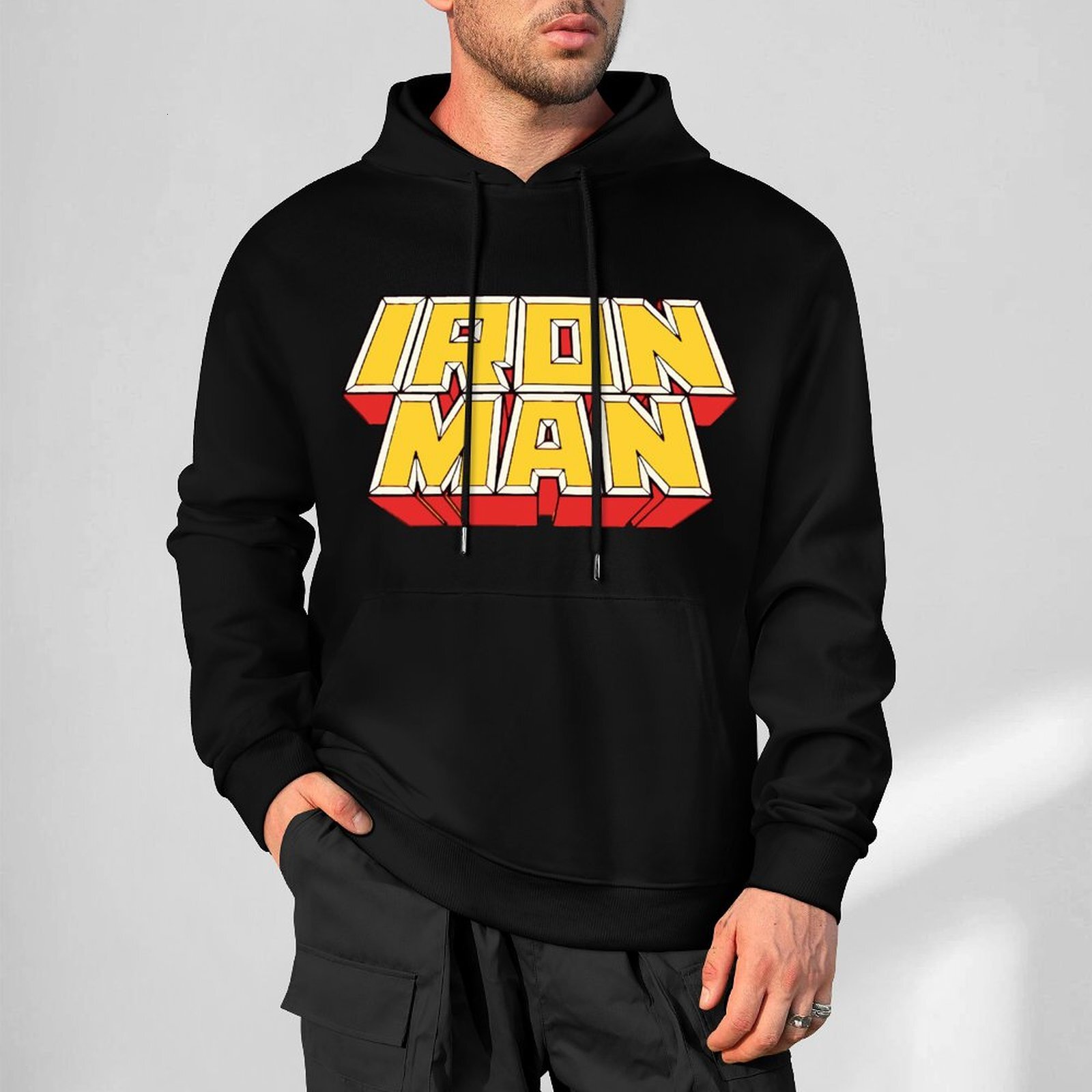 Custom Marvel Iron Man Designer Fall Winter Hoodie Design Unisex Long Sleeve Streetwear Hip Hop Oversized Fit Hoodie Men's Fashion Apparel M4