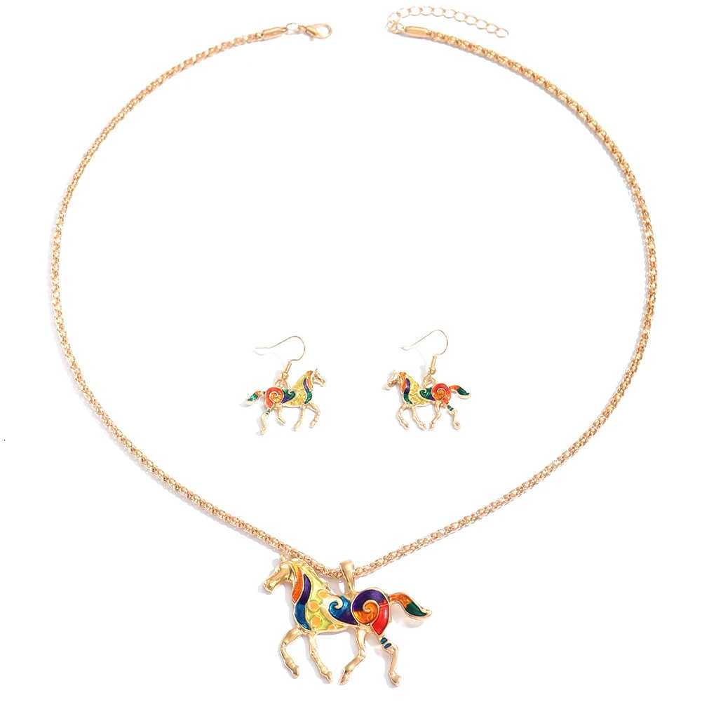 Animal Horses Pendant Necklaces Little Rainbow Horse Jewelry Drops of Oil Glaze Horses Necklace for Teen Girls Horse Lovers Y251227
