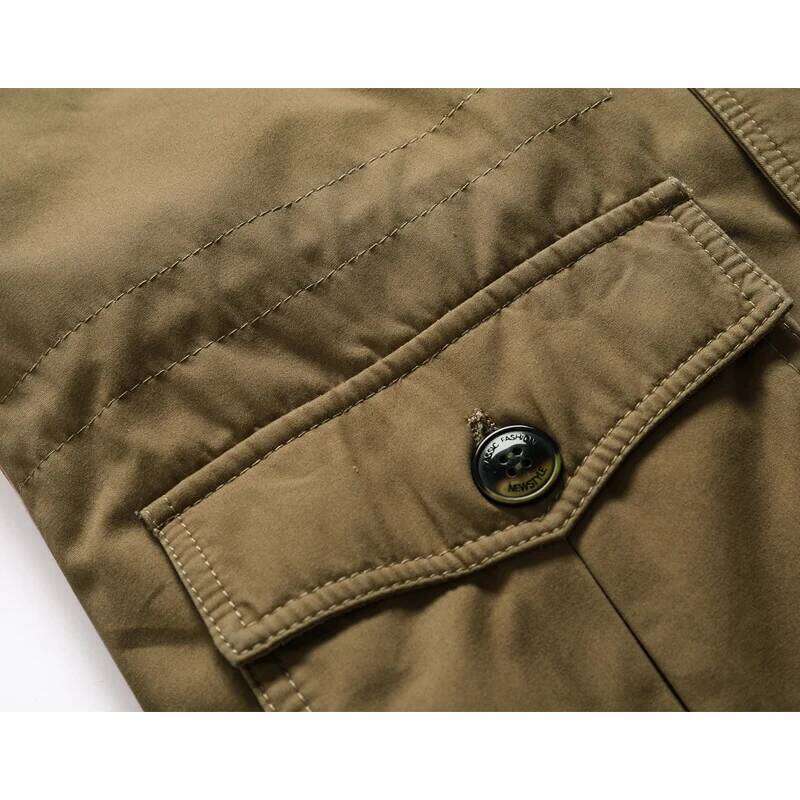 Winter Mid-Long Washed Jacket Inside Splicing Fleece Thickened Warm And Winterproof Men's Tooling Cotton Coat