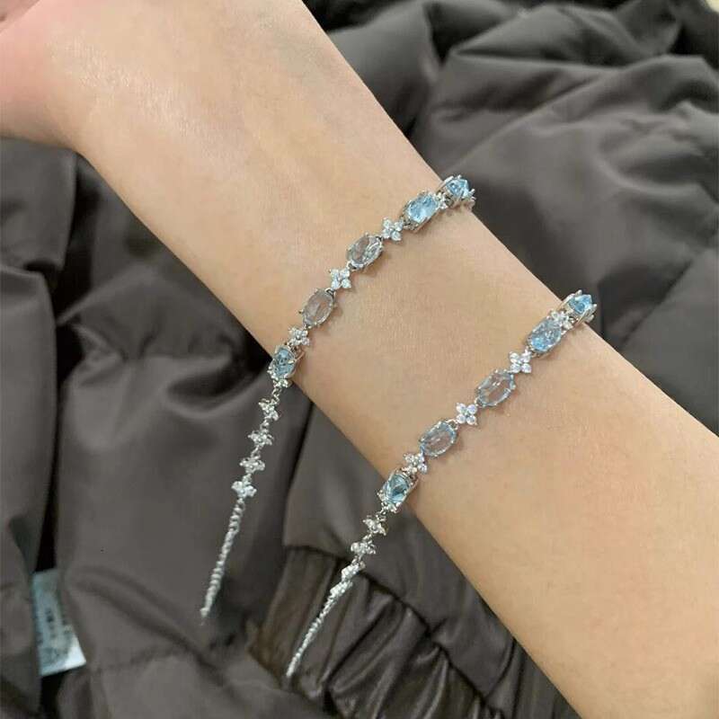 Bracelet New Blue Jelly Bracelets Versatile Super Fairy Cool Temperament Pure Handmade Finished Product Dreamy